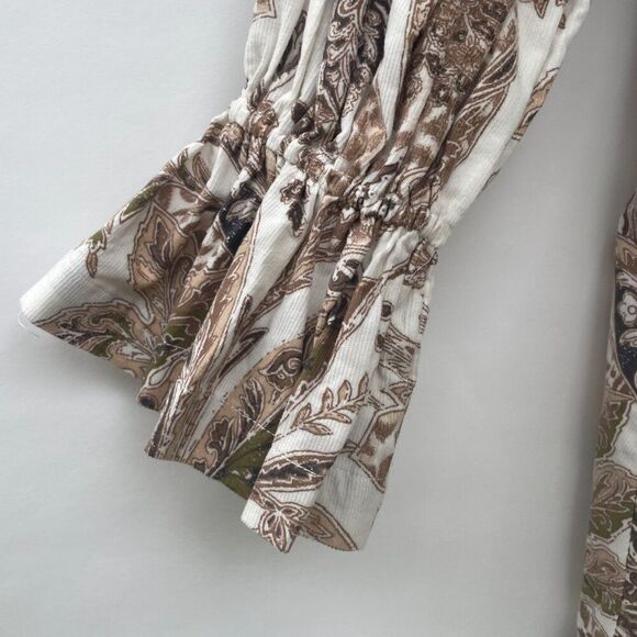 Pilcro Women's Small White Paisley Long Sleeve Open Back Mini Dress Cotton - Picture 5 of 13